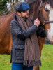 Alpaca Scarf - Beige Purple & Charcoal