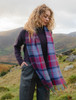 Narrow Lambswool Checked Scarf - Raspberry Lavender & Purple