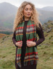 Fine Merino Plaid Scarf - Green Rust & Orange