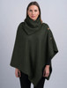 Women's Green Herringbone Tweed Wool Poncho
