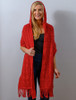 Hooded Scarf Shawl - Red Marl