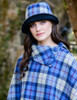 Ladies Tweed Clodagh Cap - Blue Cream Plaid