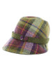 Ladies Tweed Clodagh Cap - Green Purple Plaid