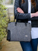 Emily Tweed & Leather Bag - Grey Herringbone