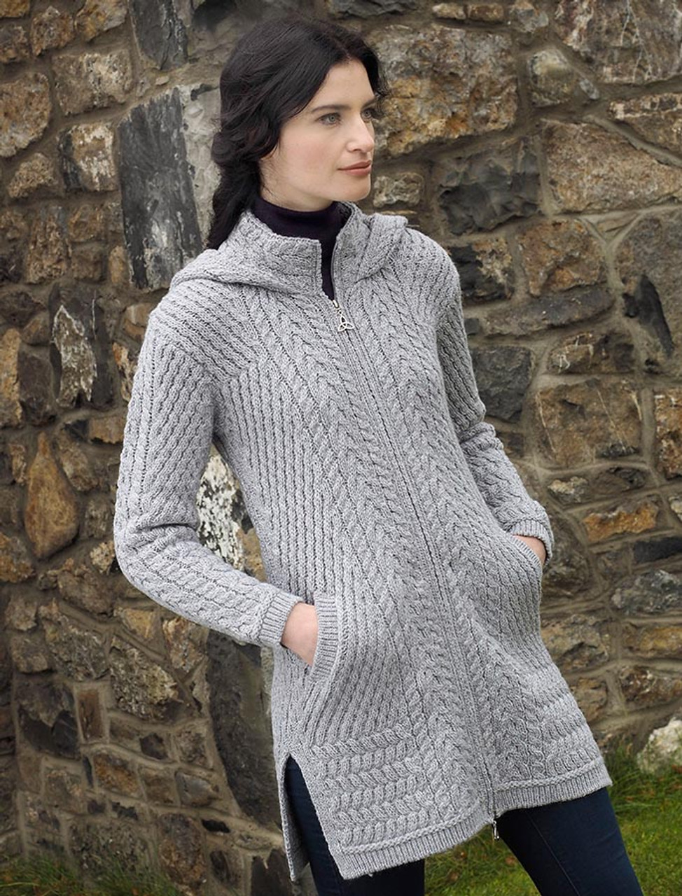 Ladies Soft Wool Gray Sweater - Made in Ireland - Fast Shipping from US