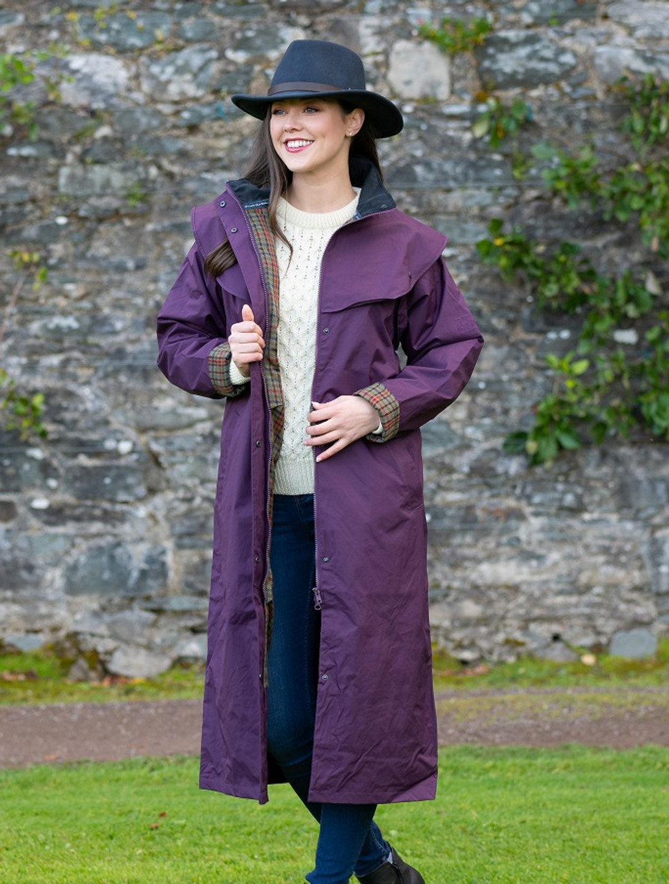 Jack Murphy Donegal Ladies Waterproof Full Length Coat - Blackberry