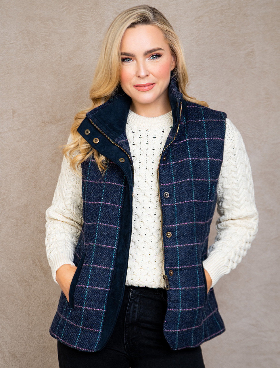 Aideen Tweed Gilet – Navy Dreamer