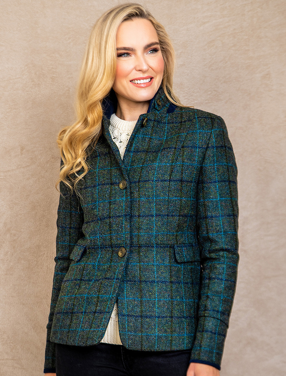 Donna Tweed Blazer – Teal Earth