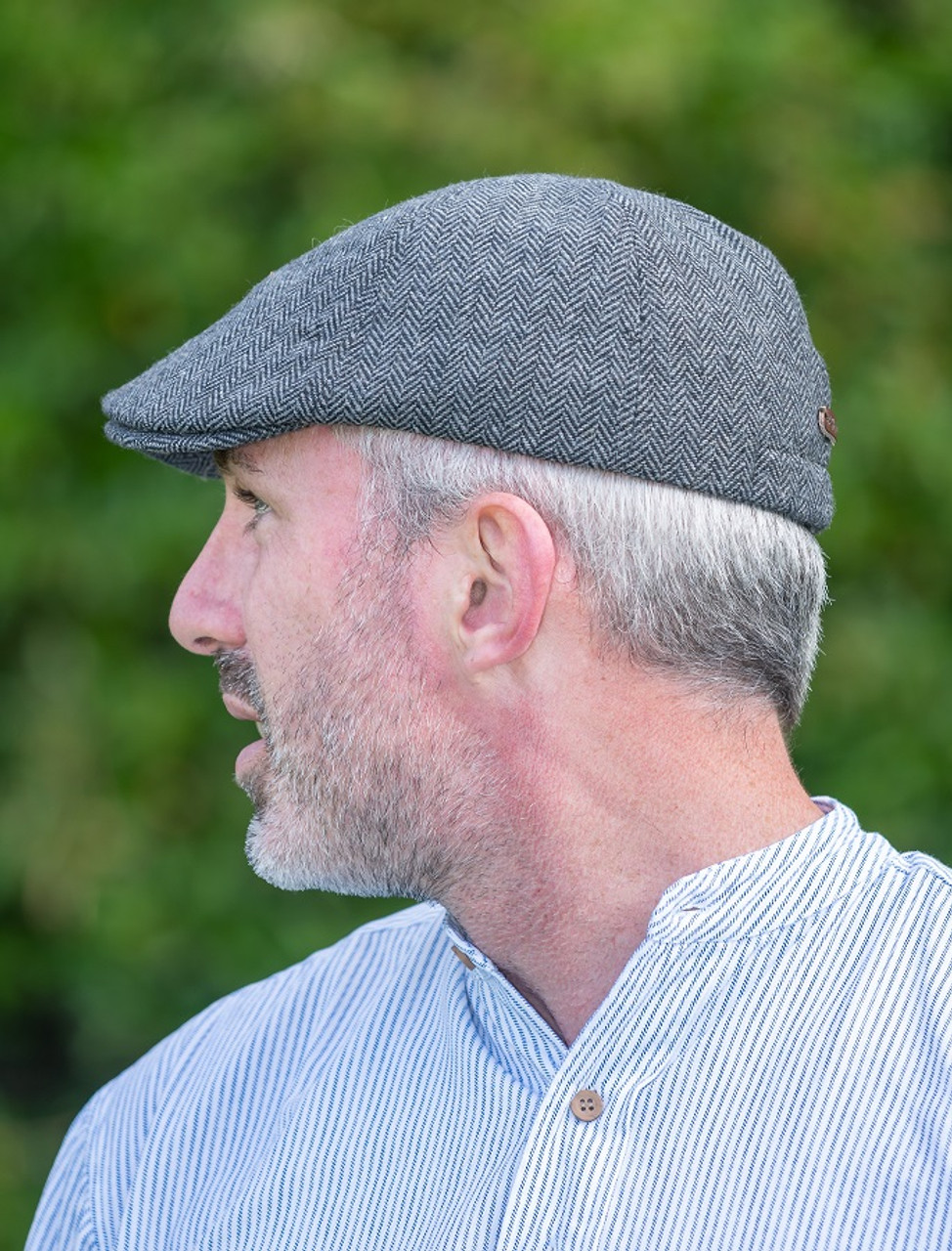 Tweed Duck Bill Panel Cap Grey Herringbone