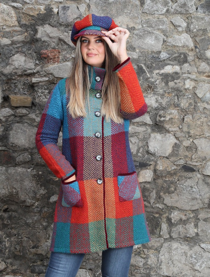 Emma Tweed Herringbone Coat Donegal Red