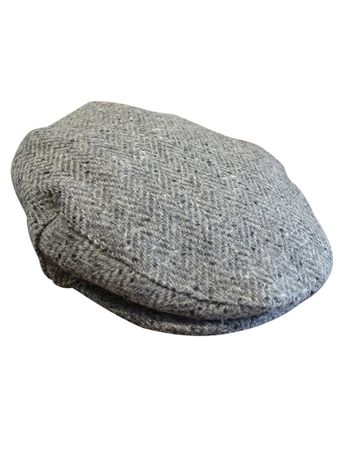 DonegalTweed Herringbone Flat Cap Grey