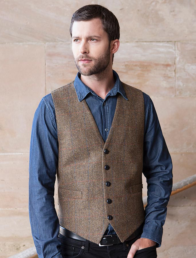 Tweed Waistcoat Brown Mucros Weavers