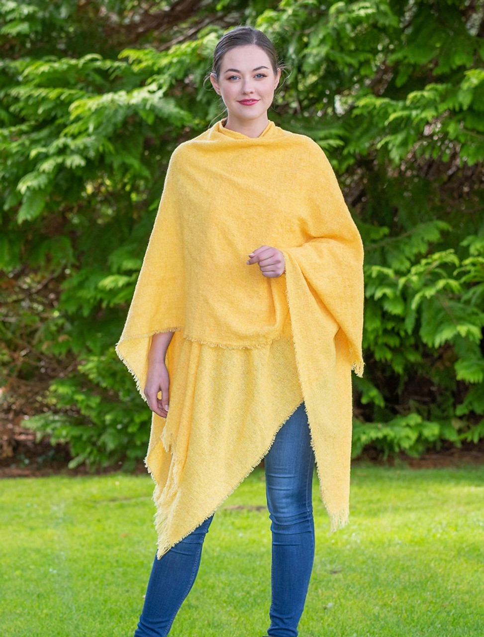 Lambswool Celtic Ruana Wrap - Lemon | Kerry Woolen Mills