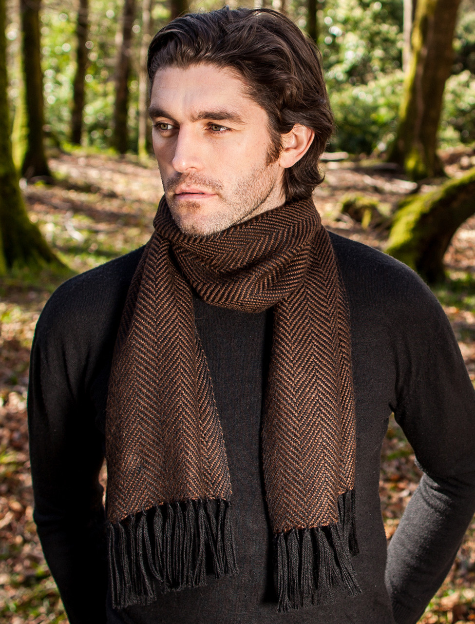 Alpaca Scarf - Brown Herringbone