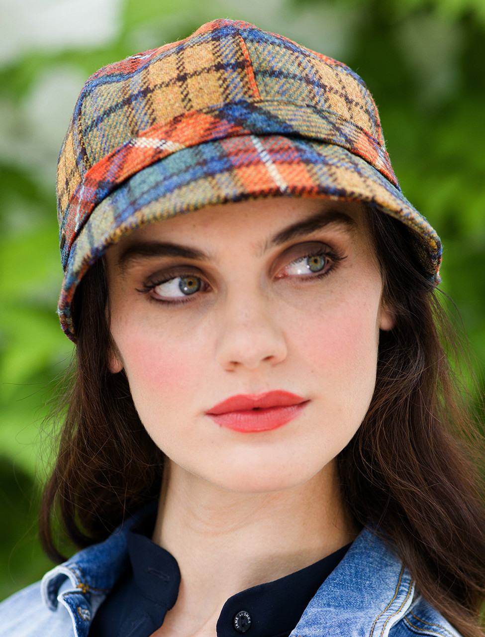 Ladies Tweed Flapper Cap - Summer Plaid