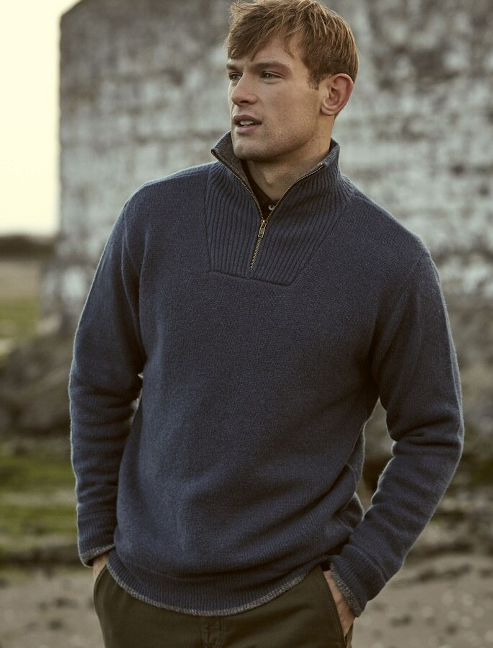 Mens Lambswool Half Zip Sweater