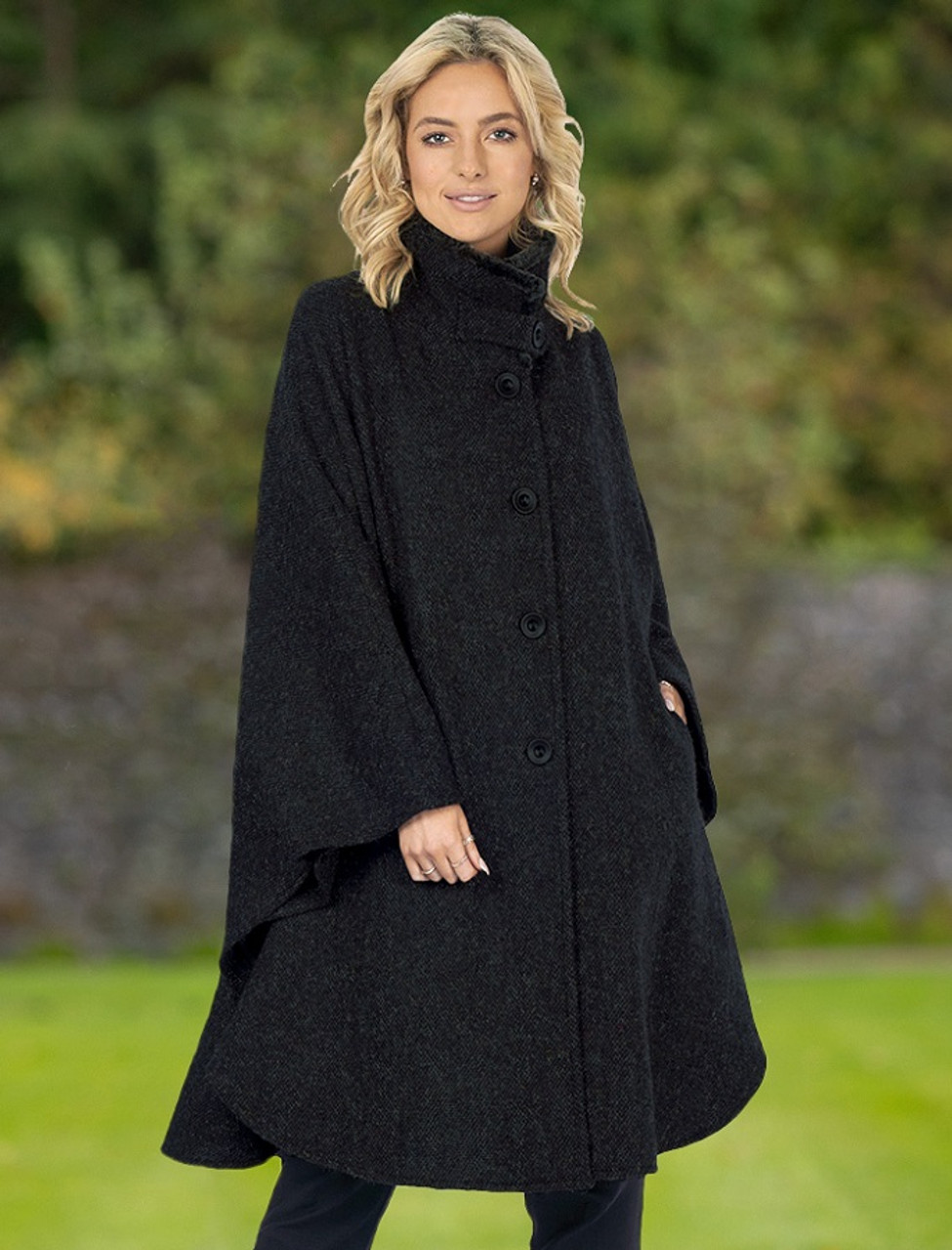 Cashmere Wool Cape With Faux Fur Collar | Weavers Of Ireland