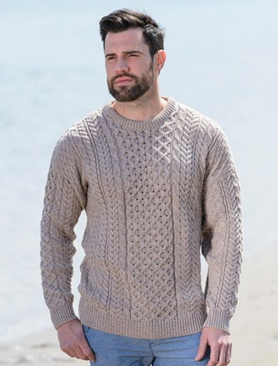 Men's Merino Aran Sweater - Weavers of Ireland