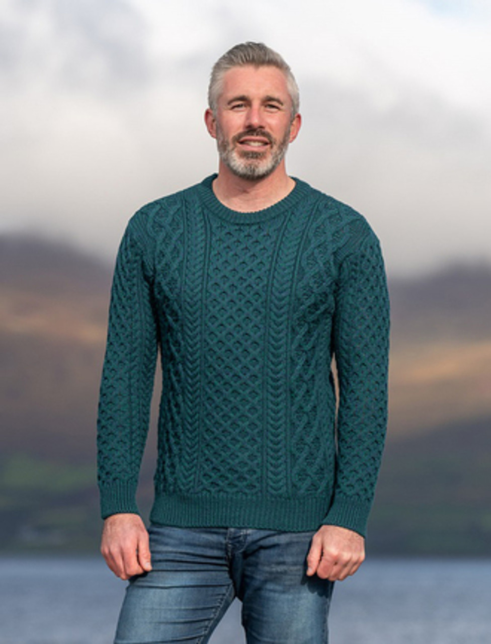 Heavyweight Merino Wool Aran Sweater - Weavers of Ireland