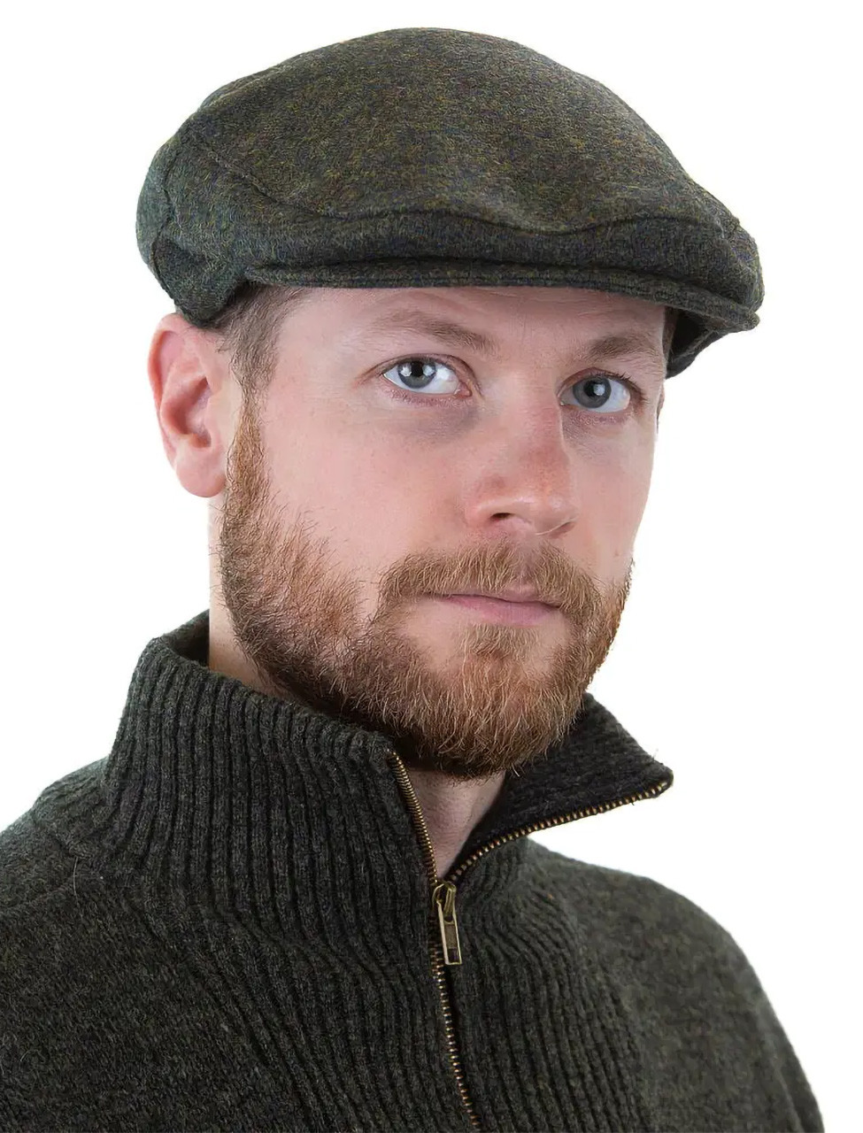 Tweed Trapper Hat / Aviator Cap Style - Dark Green