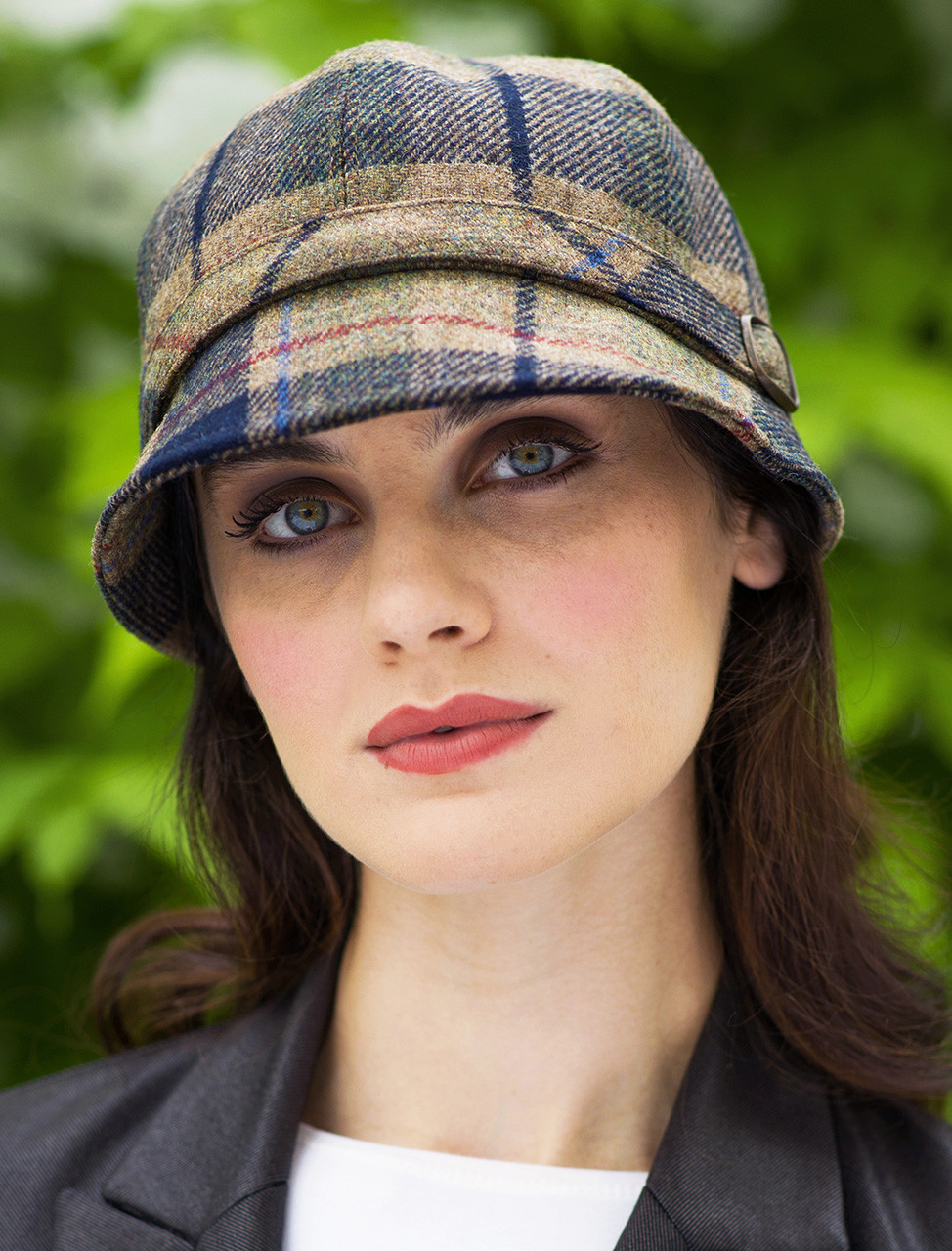 Ladies Tweed Flapper Cap - Navy & Beige | Mucros Weavers