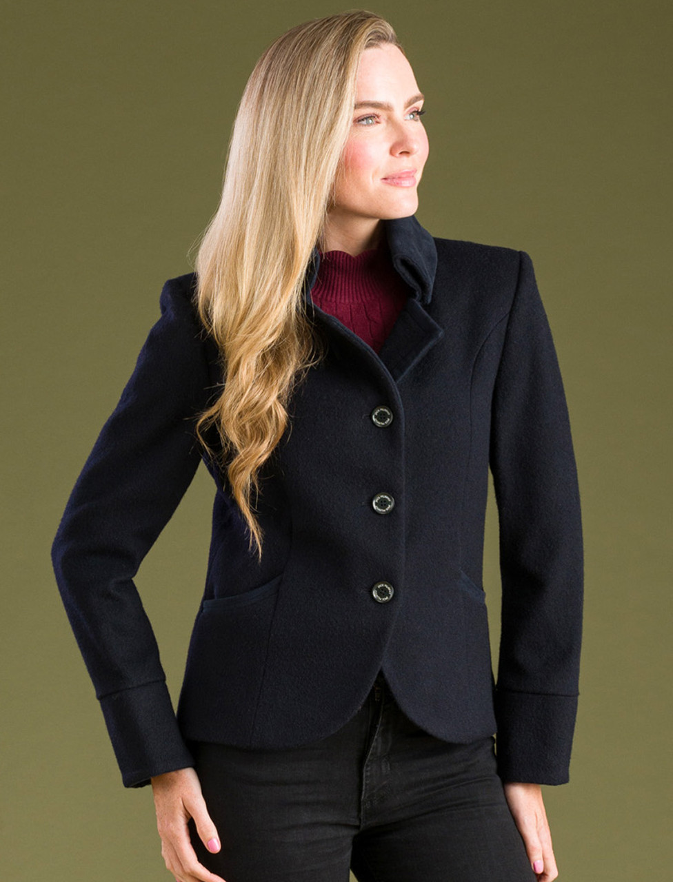 Emer Tweed Blazer - Deep Navy Melton | Jack Murphy