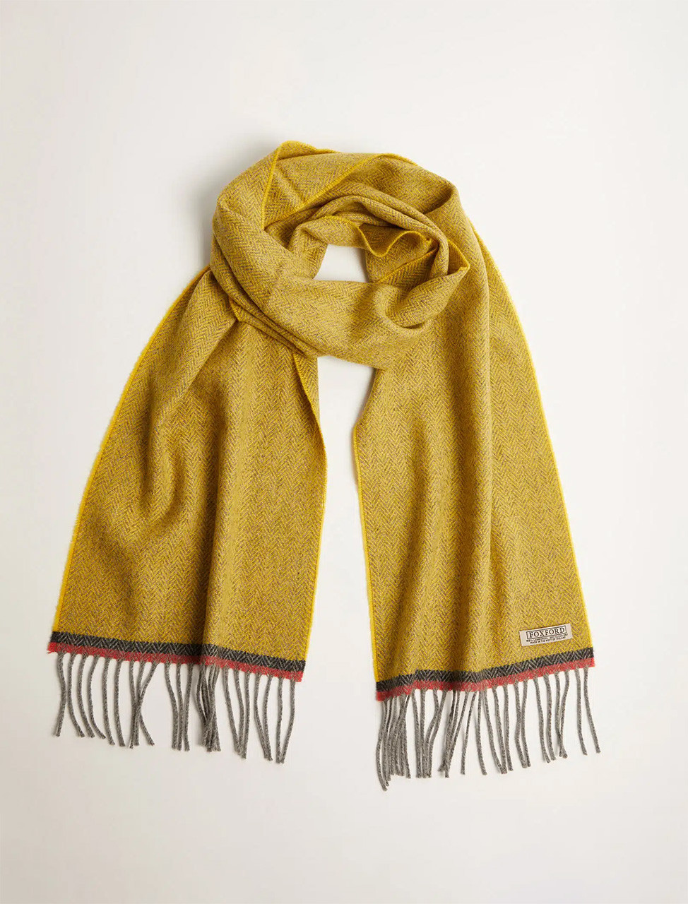 Lambswool Scarf - Gold Herringbone | Foxford Woolen Mills