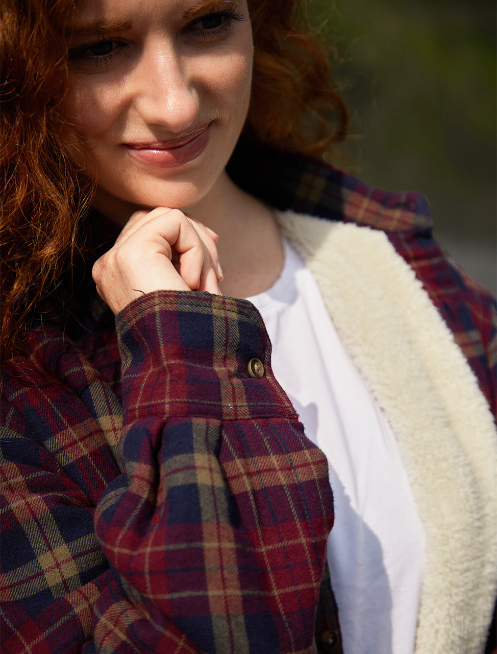 Ladies Fleece Lined Flannel Shirt Maroon And Navy Check Weavers Of