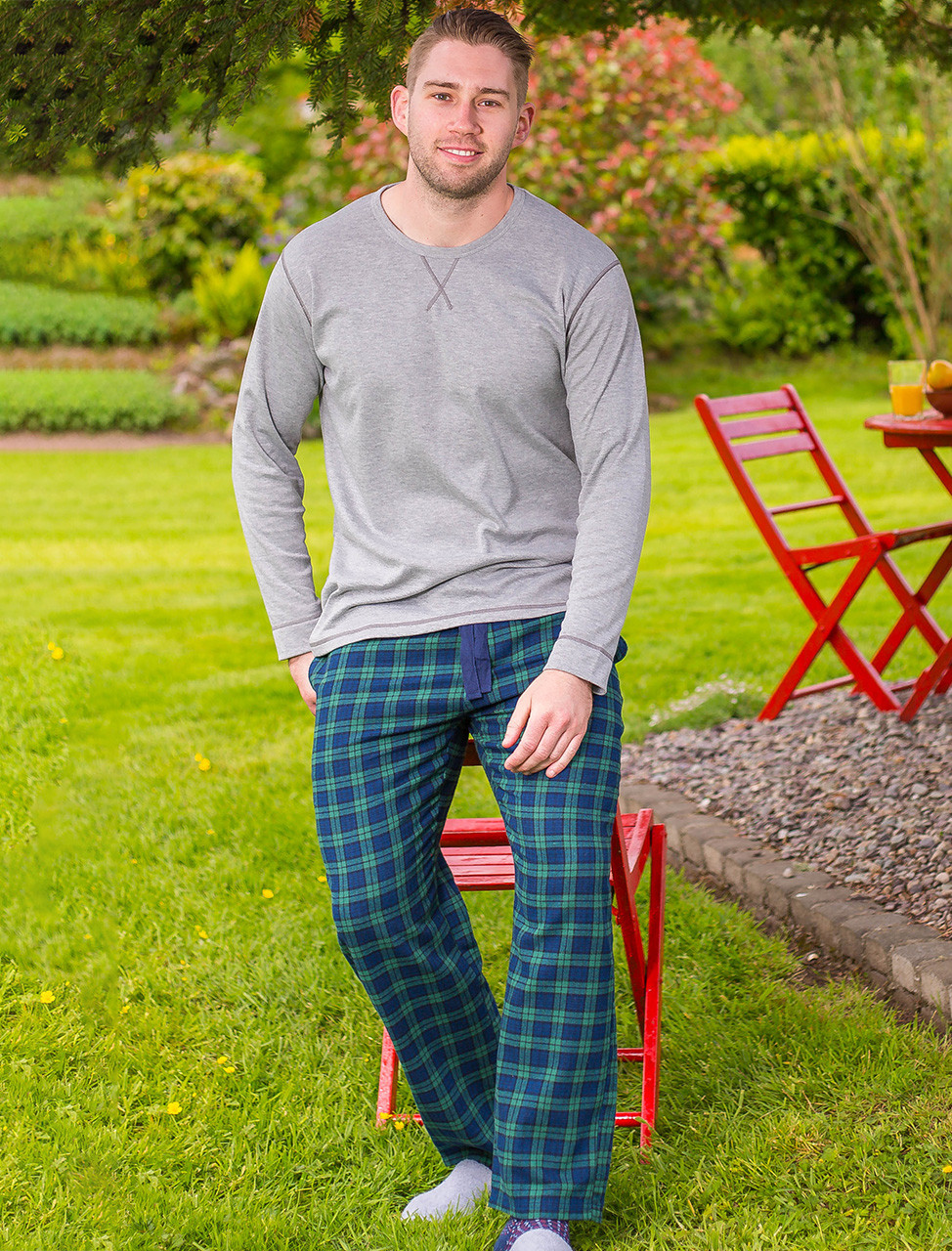 Mens Flannel Pyjama Bottoms Brushed Cotton Check Lounge Pants Nightwear  M-5XL | eBay