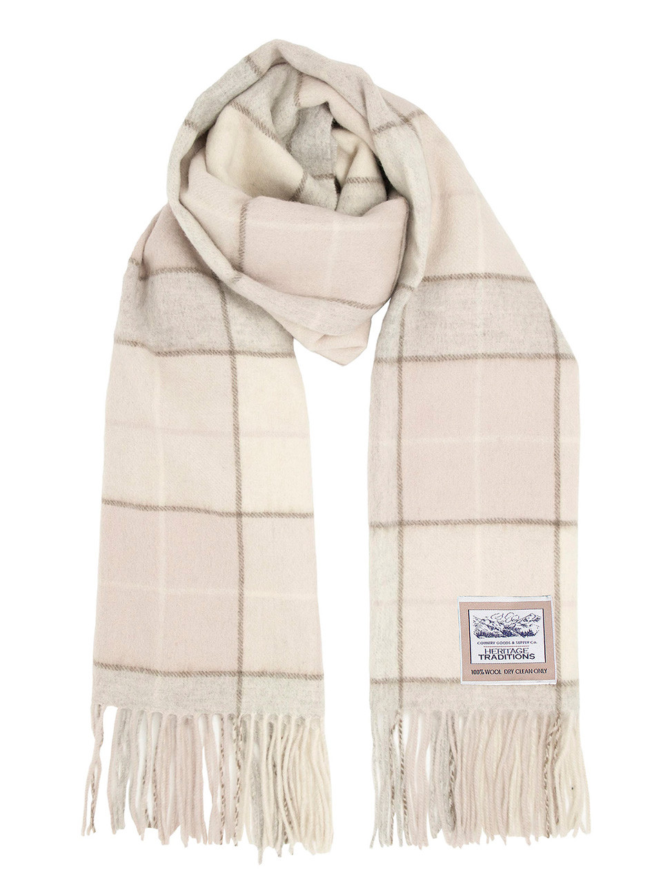 Pure Wool Tartan Check Scarf - Natural | John Hanly & Co