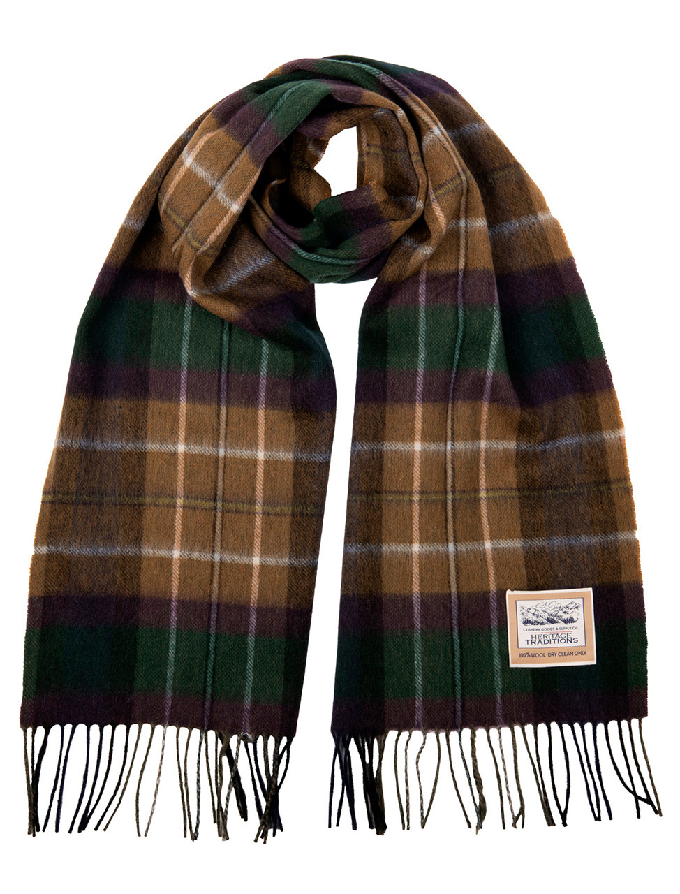 Pure Wool Tartan Check Scarf - Country Purple