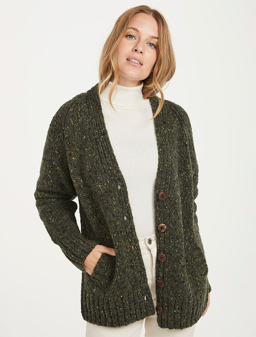 Cashmere Merino Classic V Neck Cardigan