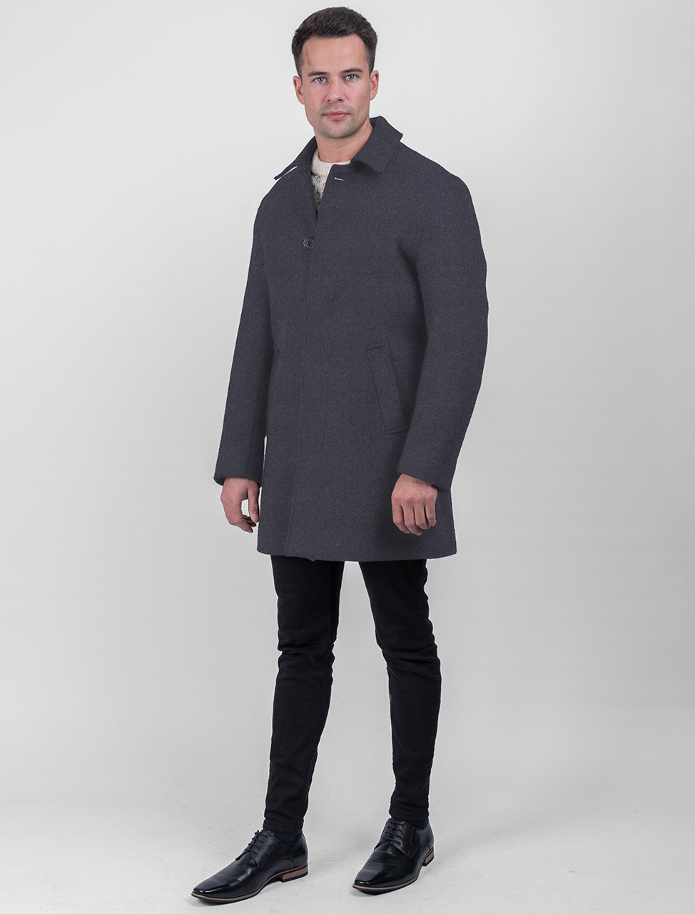 Men's Tweed Cashmere Coat - Medium Blue | Weavers Of Ireland