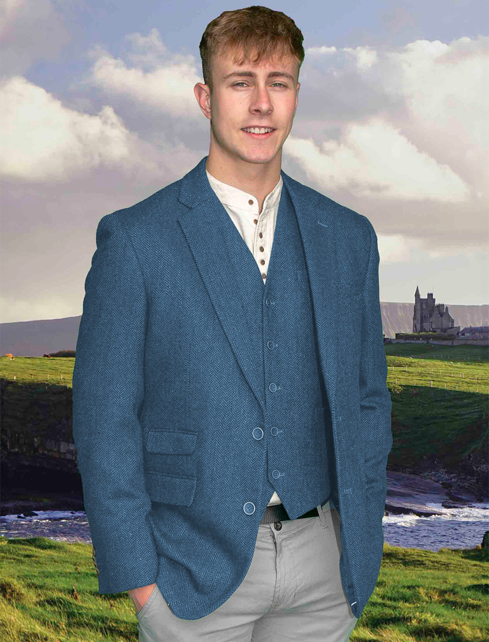 Irish Wool Tweed Sport Jacket - Navy