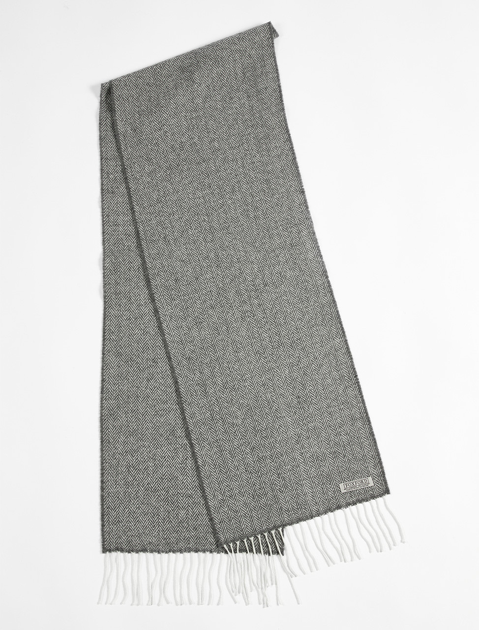 Lambswool Scarf - Grey Herringbone | Foxford Woolen Mills