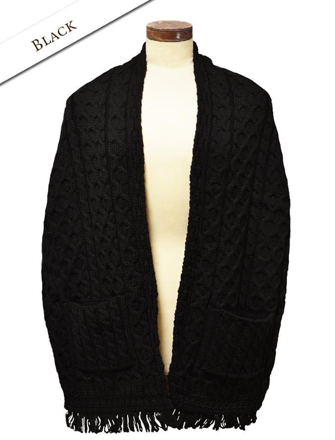 aran shawl wrap with pockets