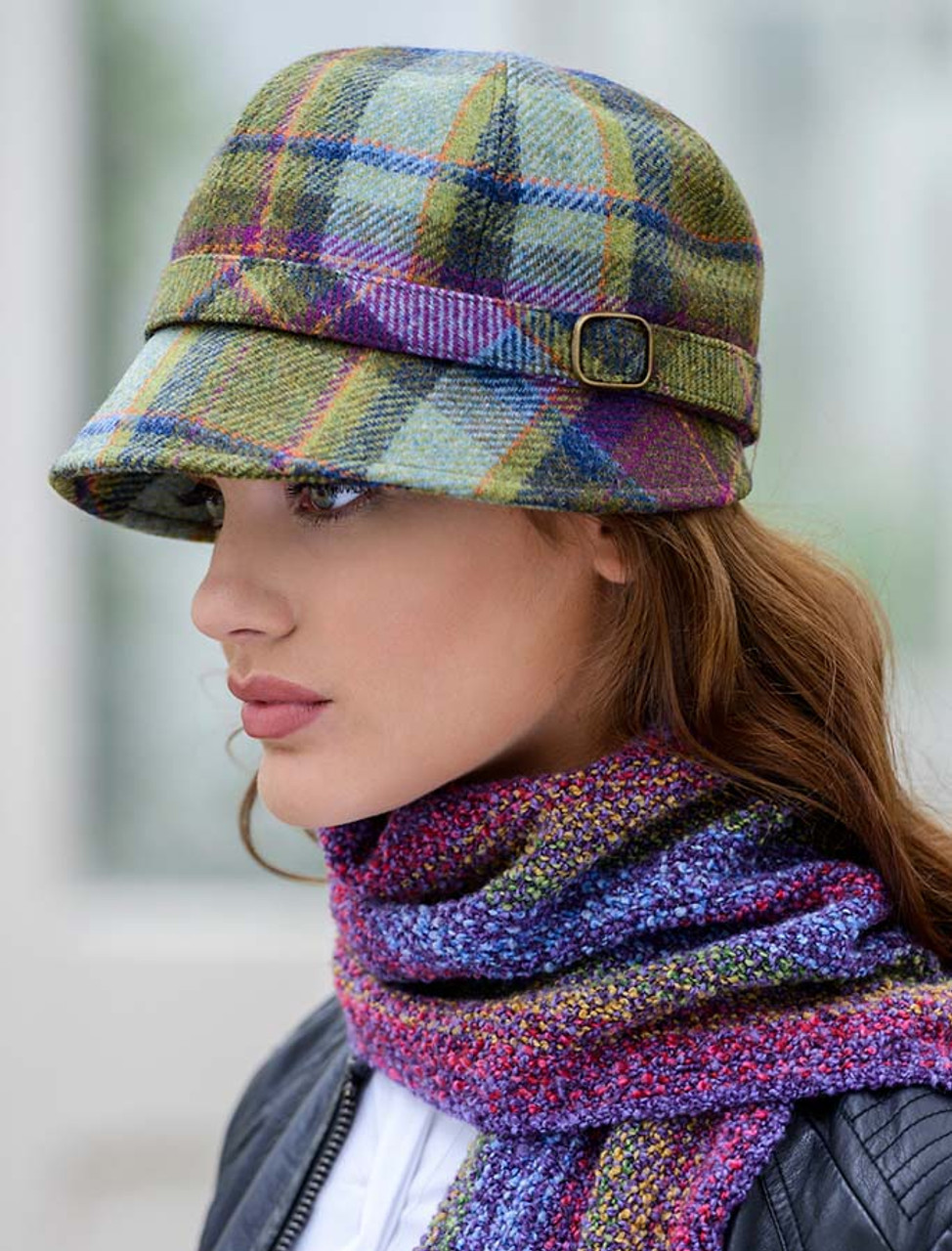 Ladies Tweed Flapper Cap - Multi Vernal Plaid | Mucros Weavers