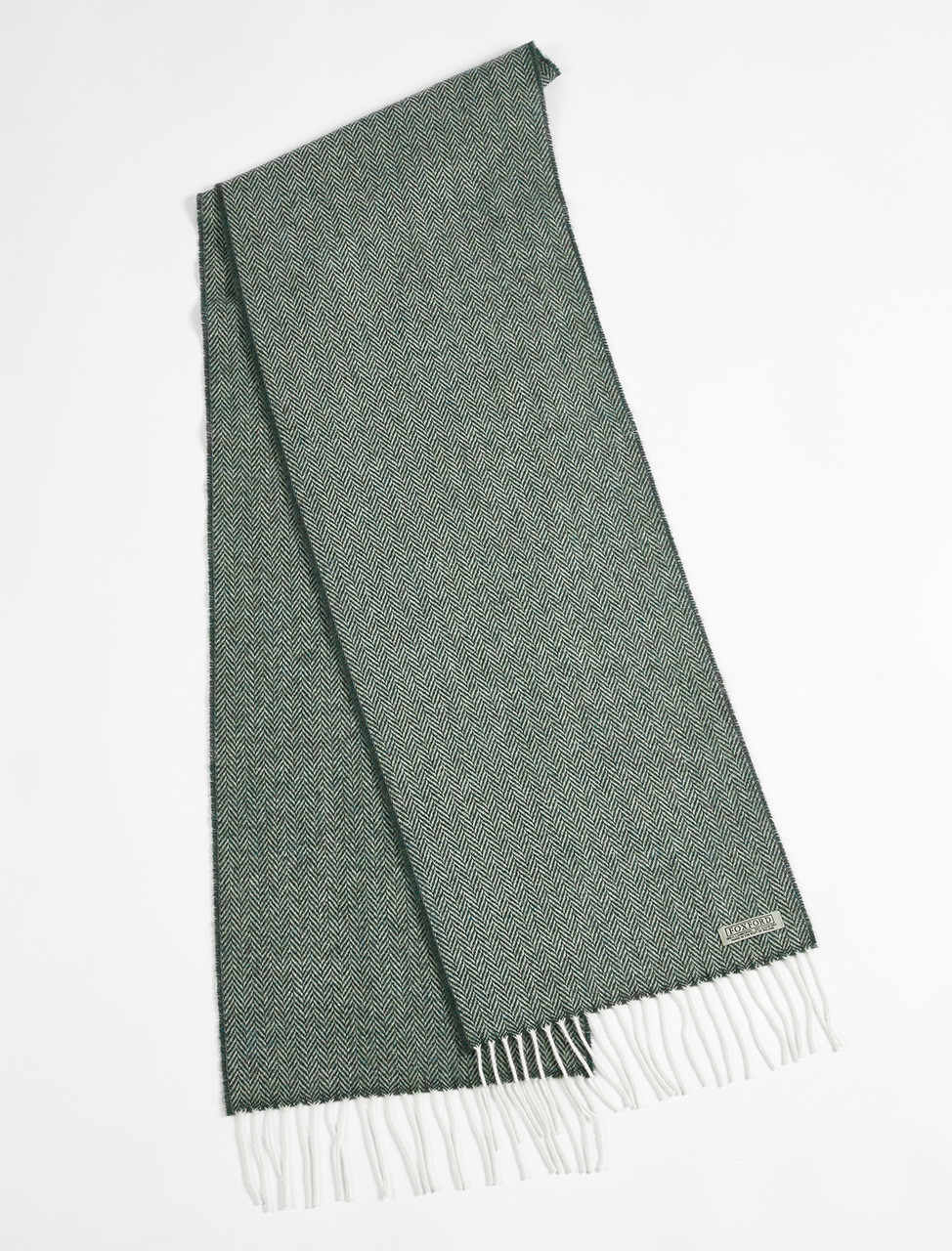 Lambswool Scarf - Malard Green Herringbone | Foxford Woolen Mills