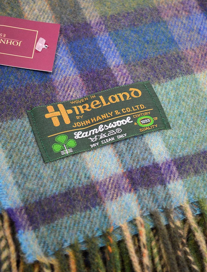 Lambswool Plaid Throw Teal Blue Purple John Hanly & Co.