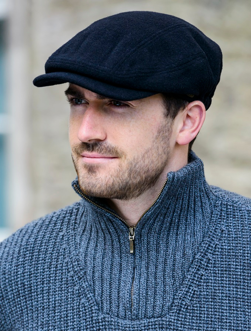Black tweed cap Clearance