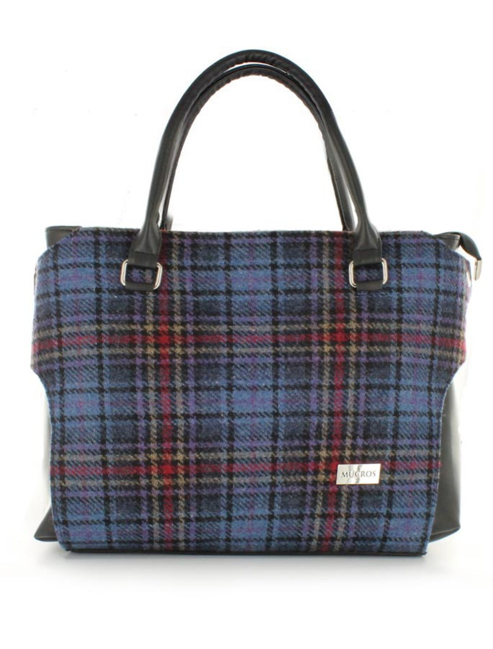 blue tartan bag