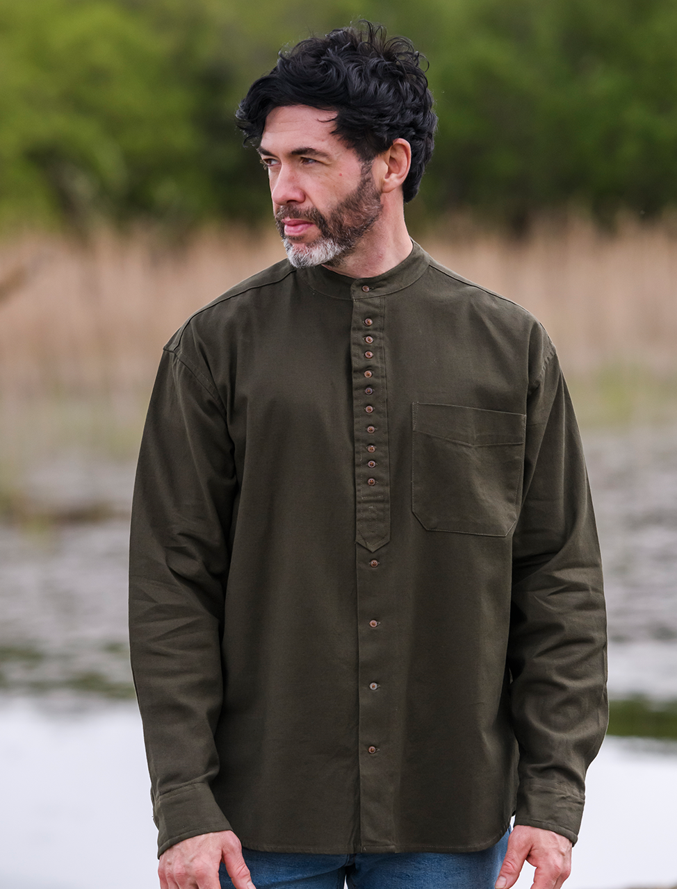 Grandfather Shirt Army Green Aran Sweater Market