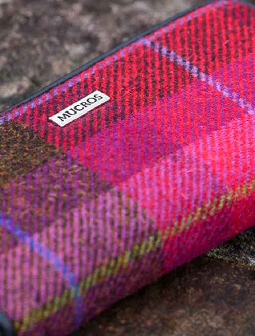 Irish Pink Plaid Tweed Handbag, Tweed Purse
