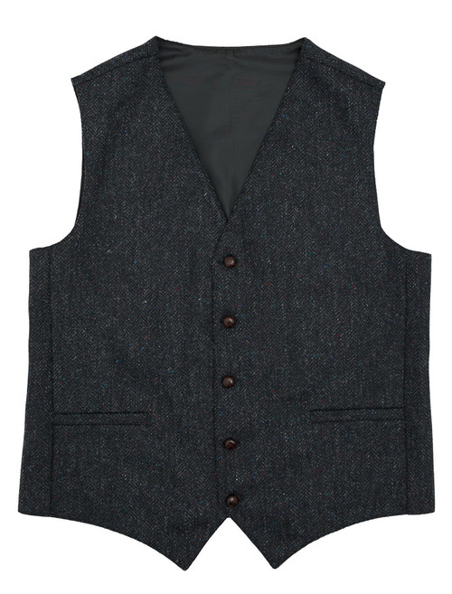 Donegal Tweed Waistcoat - Navy Fleck | Aran Sweater Market