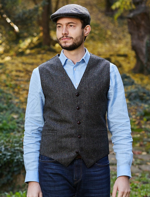 Men's Donegal Tweed Flat Cap - Traditional Style, Modern Fashion Item - Blue