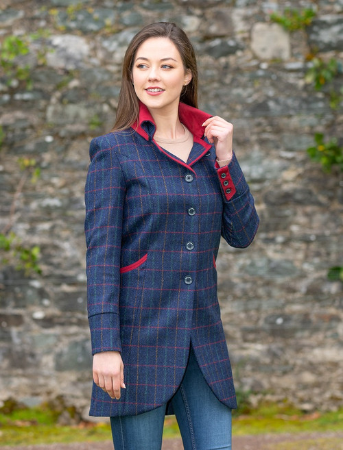 Sinead Tweed Coat - Primary Navy