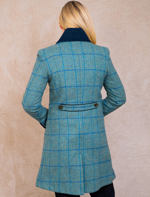 Sinead Tweed Coat - Light Teal Check | Jack Murphy