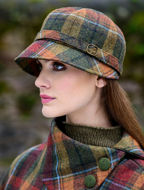 Ladies TweedFlapper Cap - Autumn Plaid | Mucros Weavers