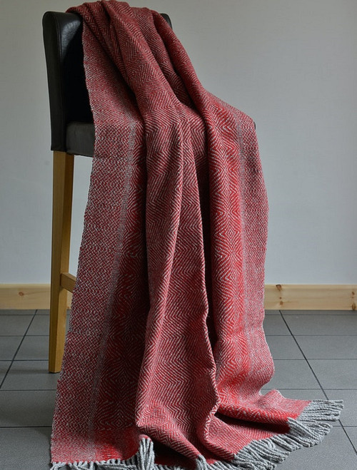 Donegal Tweed Large Undulating Twill Throw - Poppy