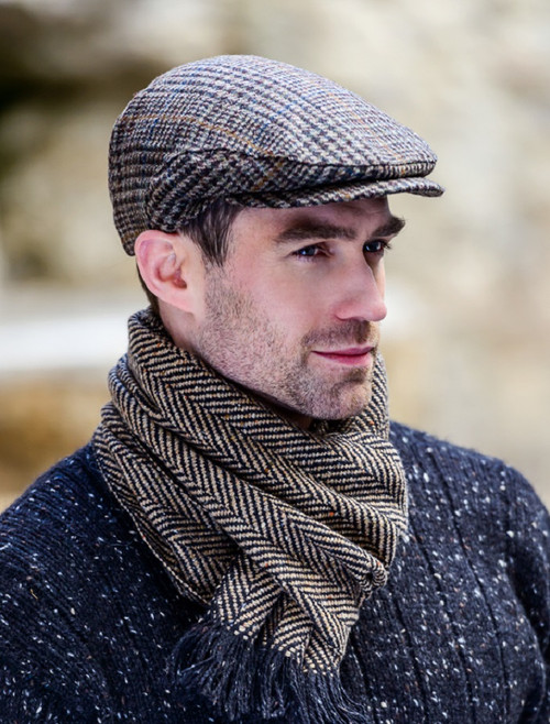 Trinity Tweed Flat Cap - Brown & Rust Plaid | Mucros Weavers